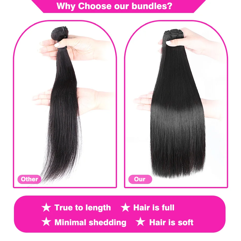 4Inch-24inch Bone Straight 100% Human Hair Bundles Deal Brazilian Human Hair  Bundles Raw Hair Extensions Natural Color
