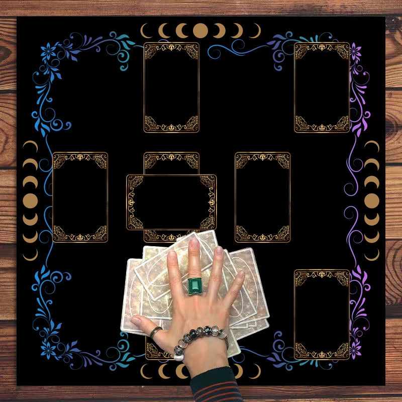 VIKAMA Sun Moon Evil Eye Tarot Mat Divination Cloth Witchcraft Wiccan Astrology Altar Mat Mystic Decor