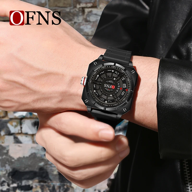 OFNS 8026 New Fashion Luxury Men\'s Watches Creative Cool Trend Large Dial Quartz Watch Casual Waterproof Business Men\'s Watches