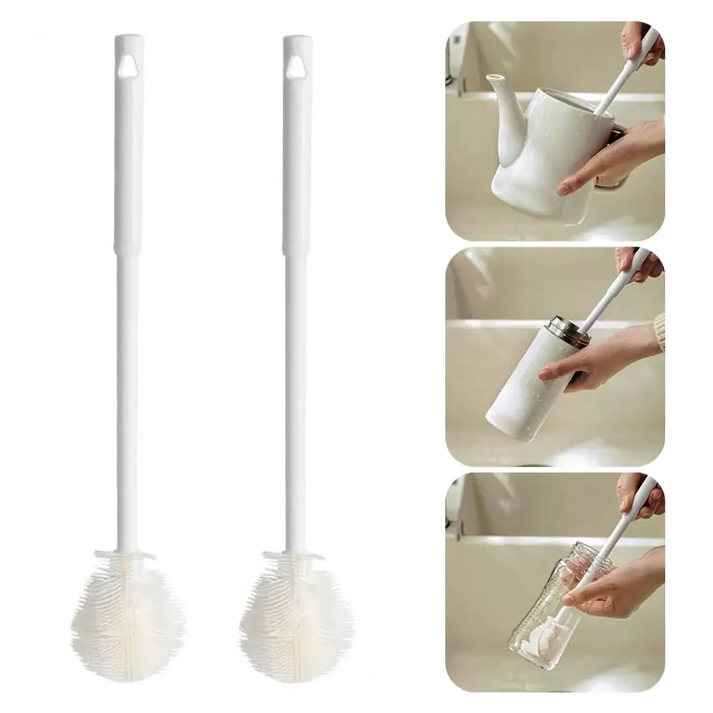 Stain Remover Bottle Brush Silicone Bottle Brush Set with Extended Handle Foldable Head for Water Bottles Cups Wine Glasses