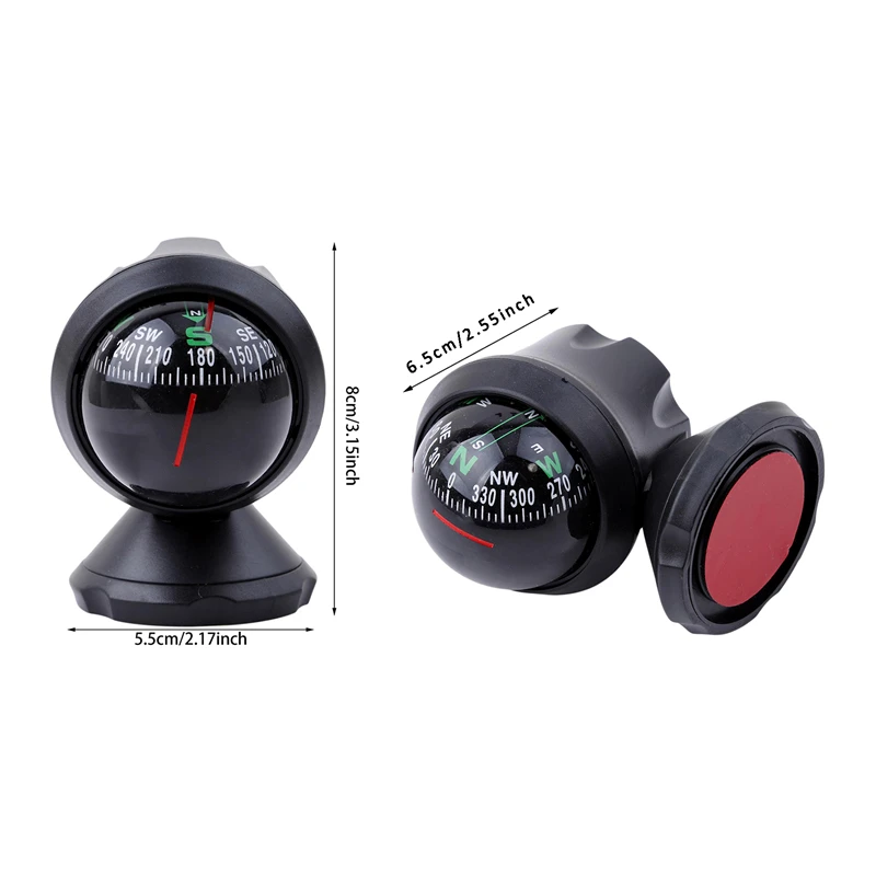 1Pc 360 Degree Rotation Waterproof Vehicle Navigation Ball Shaped Car Compass with Suction Cup High Quality Car Compass Decor