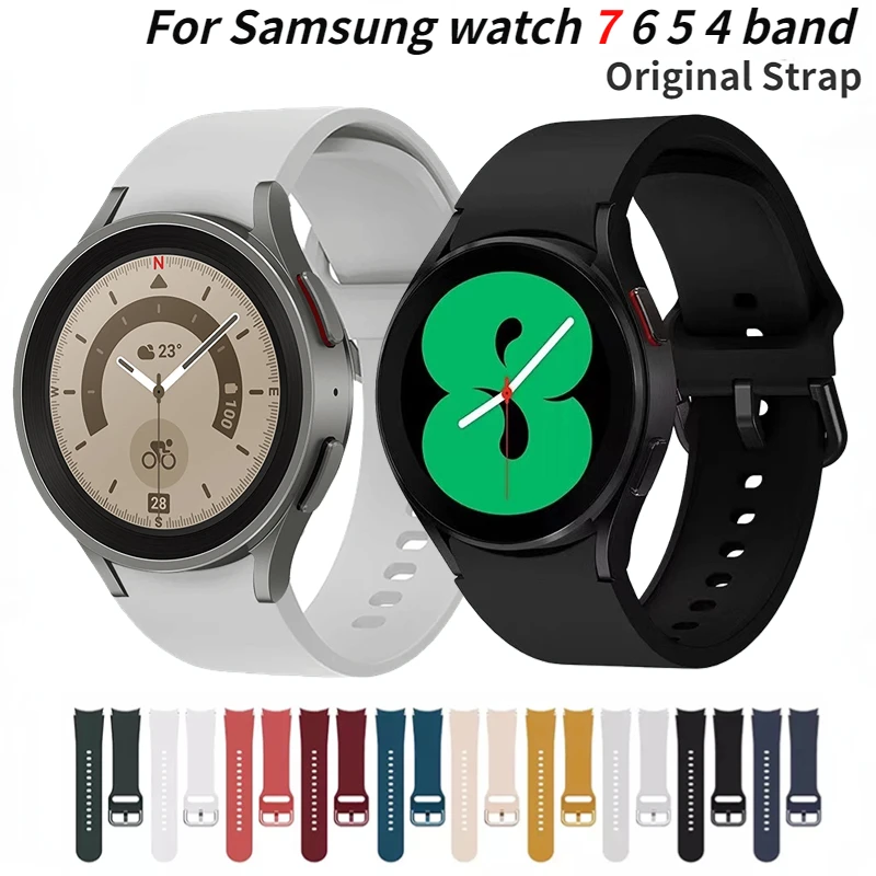 

Silicone Strap For Samsung Galaxy Watch 7/6/5/4 40mm 44mm Original No Gap Bracelet Belt Galaxy Watch 6 Classic 46mm 47mm Correa