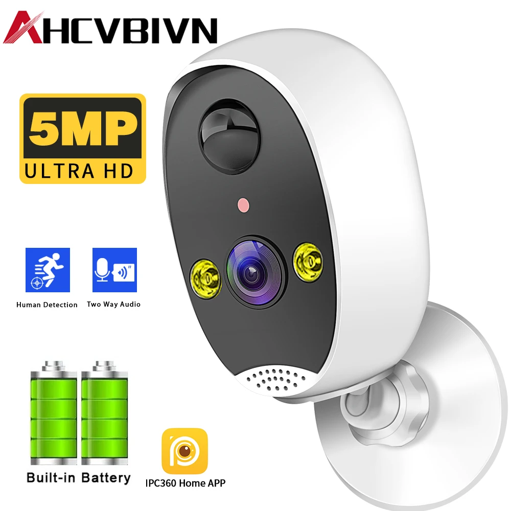 

IPC360 домашняя IP-камера с аккумулятором, уличная водонепроницаемая 5-мегапиксельная беспроводная Wi-Fi камера безопасности, оповещение о обнаружении человека, камера для записи видео