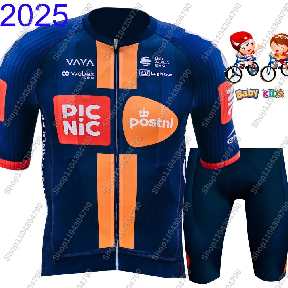 Kids Dsmful Team 2025 Cycling Jersey Set Boys Girls Cycling Clothing Children Road Bike Suit Maillot