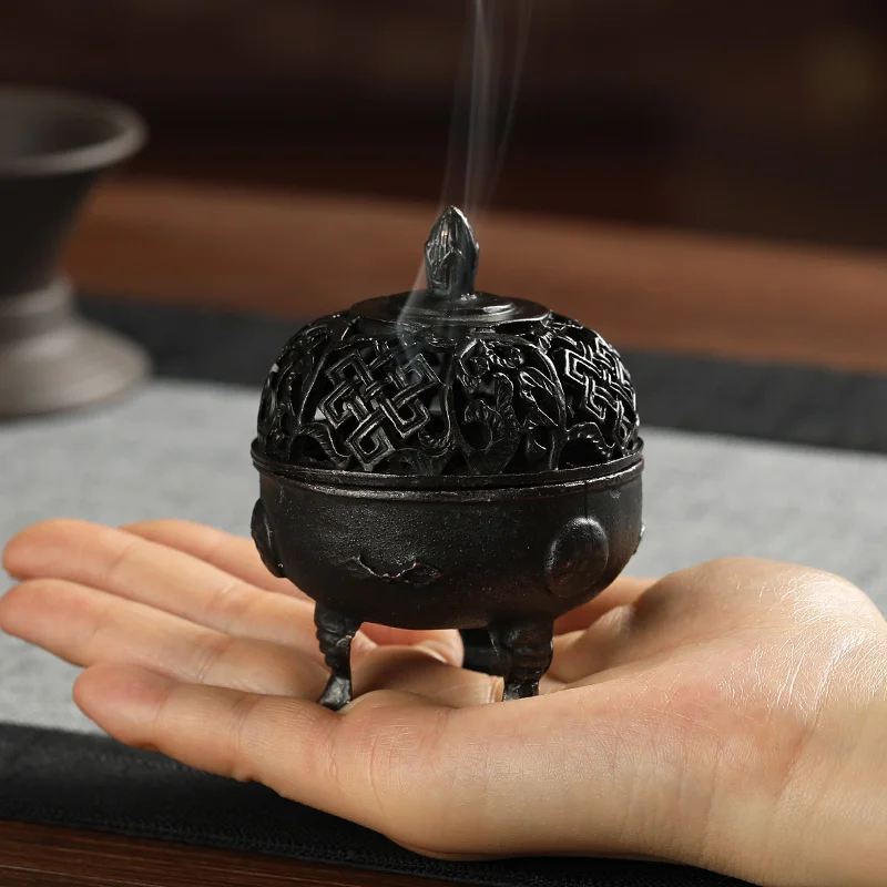 

Дзен Ретро Восемь сокровищ Курильница Домашняя курильница из сандалового дерева Китайский стиль Чайная церемония Орнамент Маленькая курильница Антикварная