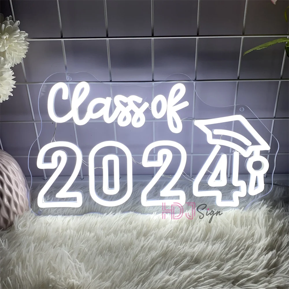Graduation Neon Sign Wall Hanging Room Decor 2024 Congrats Ceremony LED Neon Lights USB Congratation Party Decoration Signs