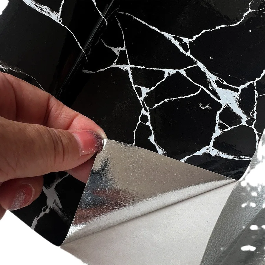 Black Marble Pattern Self-adhesive Wallpaper Oil Proof Sticker Home Decoration TV Background Wall Sticker Paper Wall Sticker
