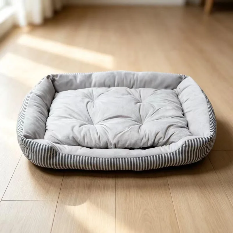 Striped Pet Bed, Detachable and Replaceable Bottom Dog Bed, All-Season Cat Sleeping Mat and Dog Bed