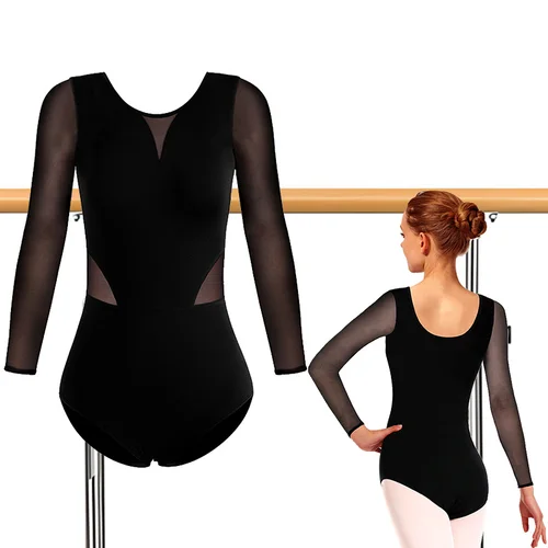 Imagen 2 del producto Camisola sin mangas para mujer, leotardos de baile de Ballet para adultos, camisetas sin mangas de baile y gimnasia con forro suave, monos de manga larga