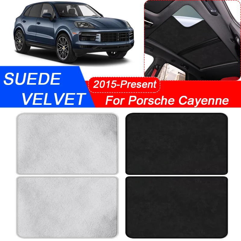 For Porsche Cayenne 2015-2024 Car Suede Fabric Electrostatic Adsorption Sunroof Sunshade Heat Insulation Skylight Auto Accessory