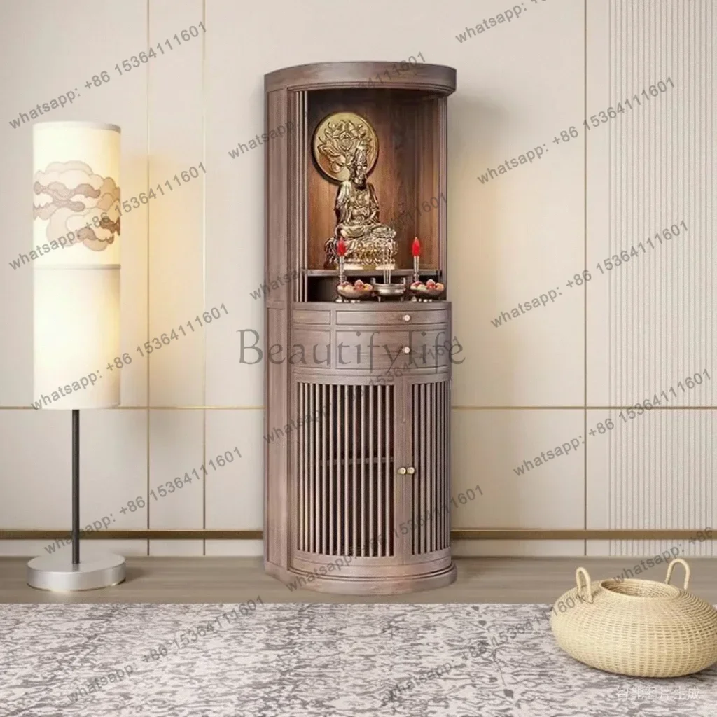 PG   buddha niche black walnut solid wood incense table altar worship table living room for home cabinet god of wealth cabinet