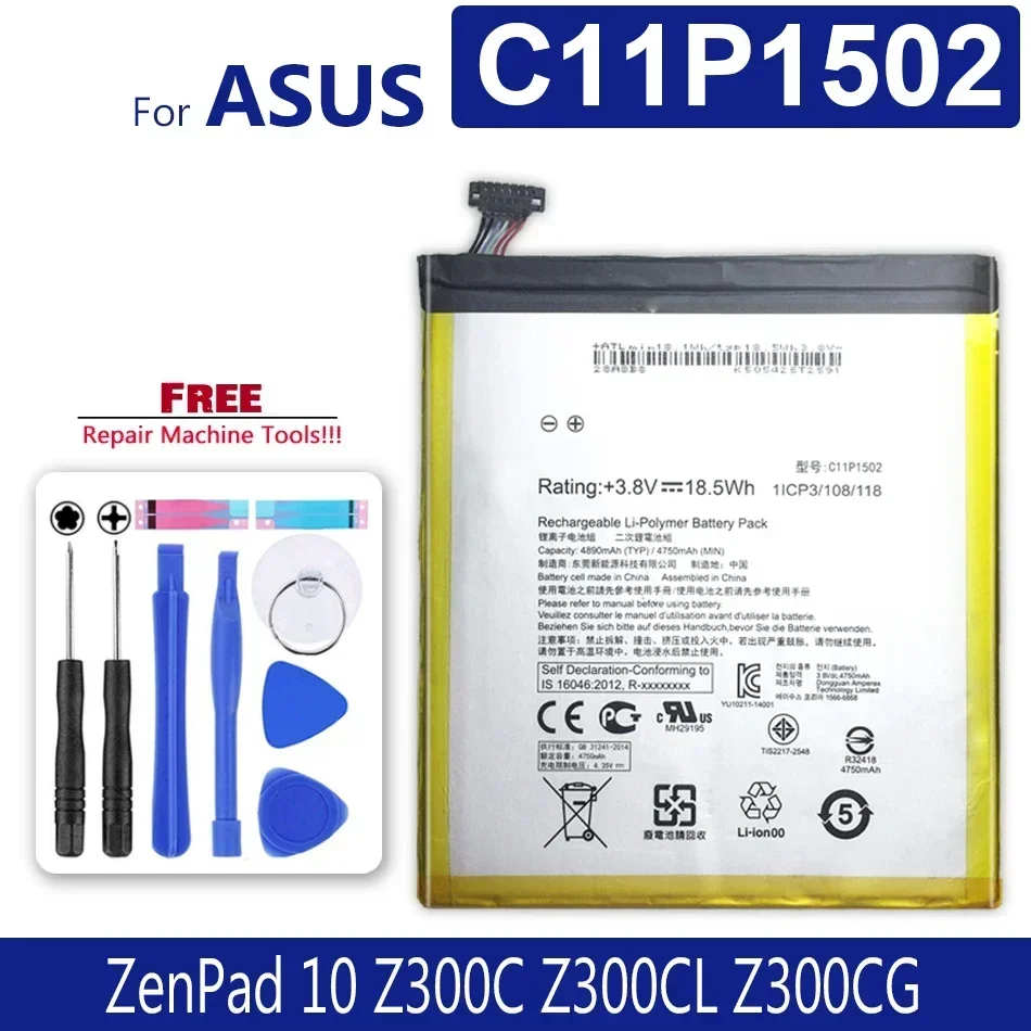 

C11P1502 Battery For ASUS ZenPad 10 Z300C Z300CL Z300CG Bateria 4890mAh Supply Free Tool / Tracking Number