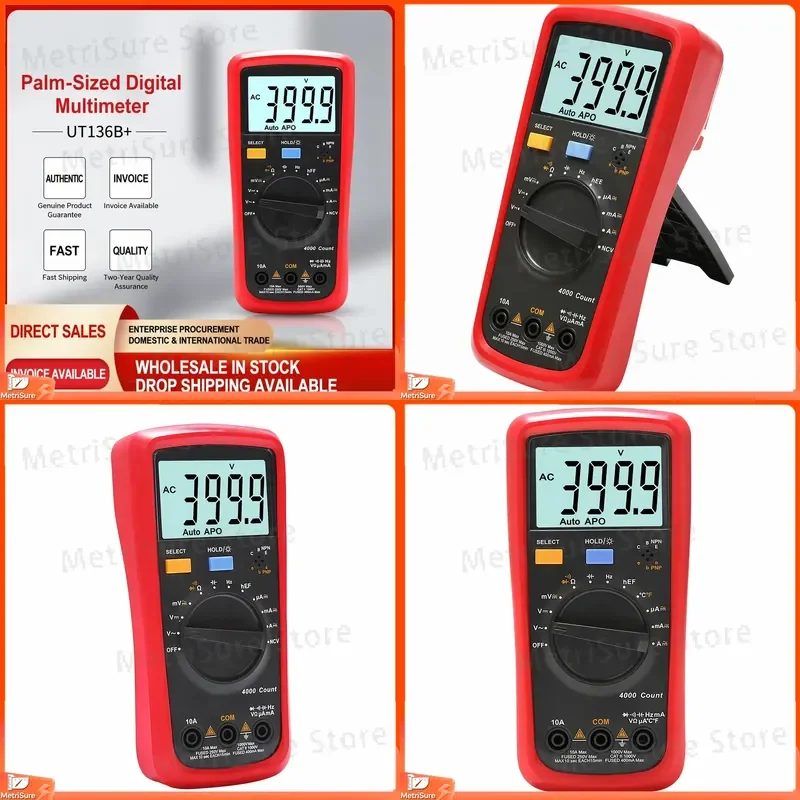 Digital Multimeter with Capacitance Measurement NCV Voltage Detector Auto Range True RMS AC DC Current Tester for