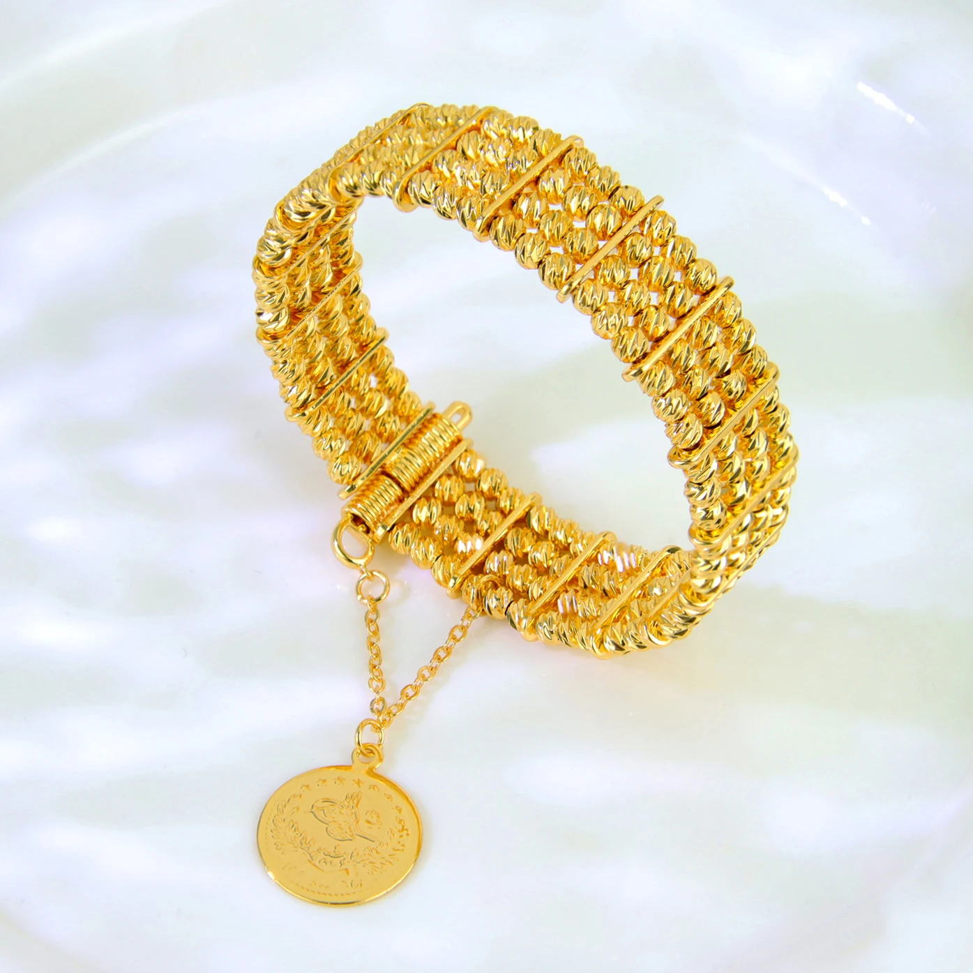 Arabische Mode-Perlenarmband 24k Vergoldet Äthiopischer Brautschmuck Manschetten-Armreif Oman Muslimische Frauen Vintage-Schmuck – Detail 13