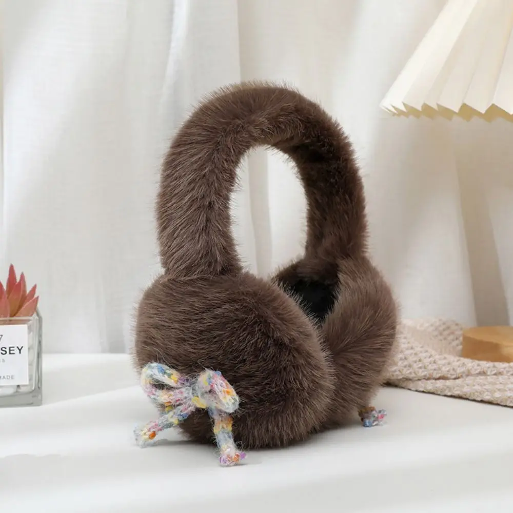 Imitation Mink Fur Earmuffs Soft Lovely Bow Decor Thermal Ear Muffs Fluffy Portable Faux Fur Earmuffs Cold Weather Wear