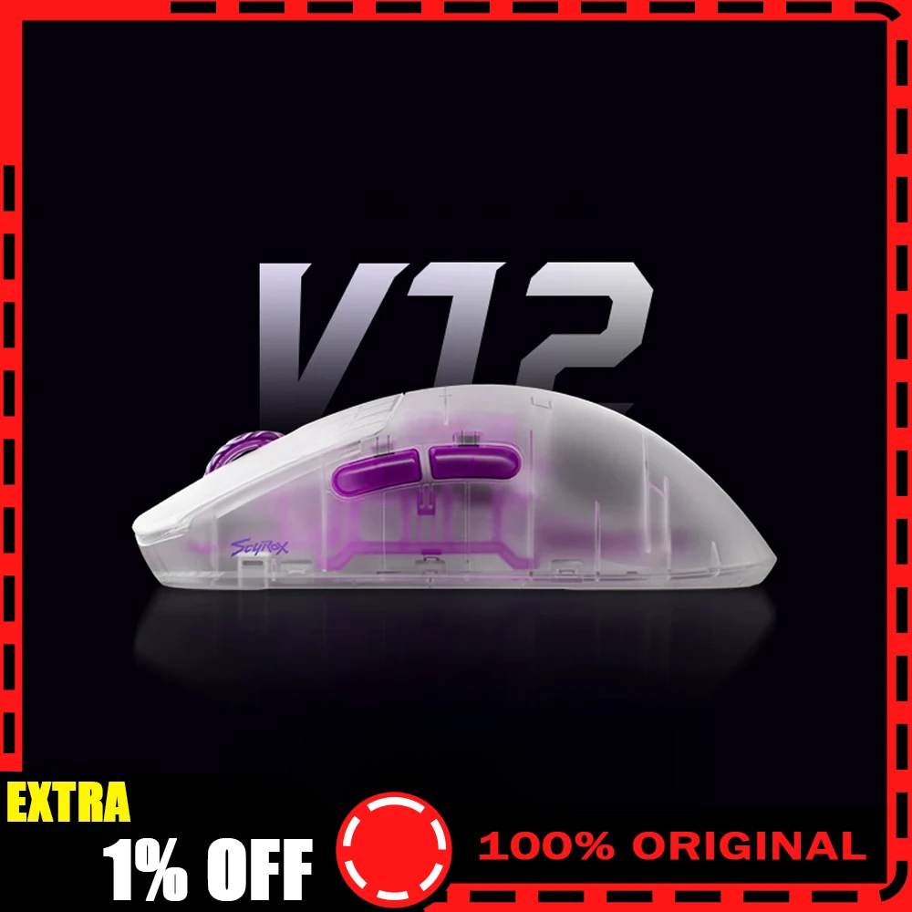 SCYROX V12L/V12M Mouse Dual Mode Wireless Mouse 8000Hz Polling Rate,Paw Next 1,Nordic 54 Lightweight Gaming Mice PC Accessories