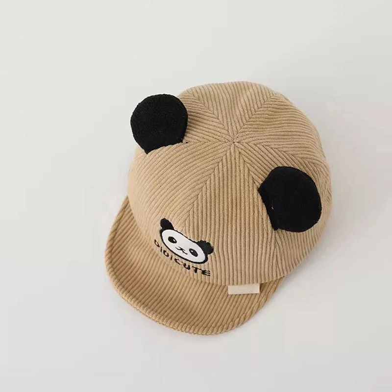 

Cute Panda Duck Tongue Hat Kids Autumn Corduroy Peaked Cap 6-24M Boys Girls Baby Soft Brim Baseball Hats Toddler Sunshade Visors