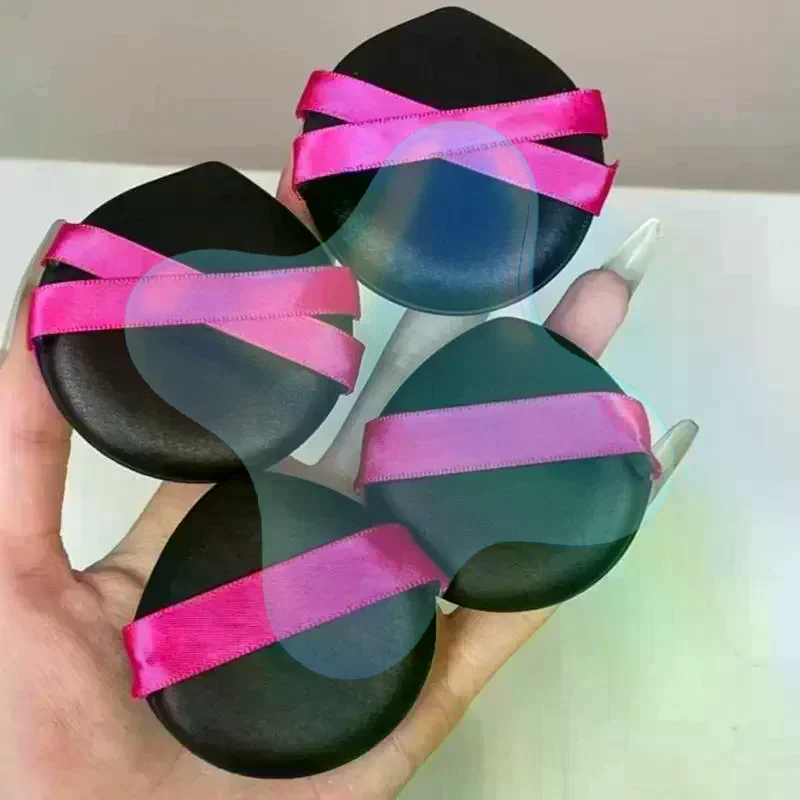 1/3PcsBox Not Eat Foundation Makeup Sponge Puff Dry Wet Dual Use Soft Cotton Black Leather Surface Makeup Tools