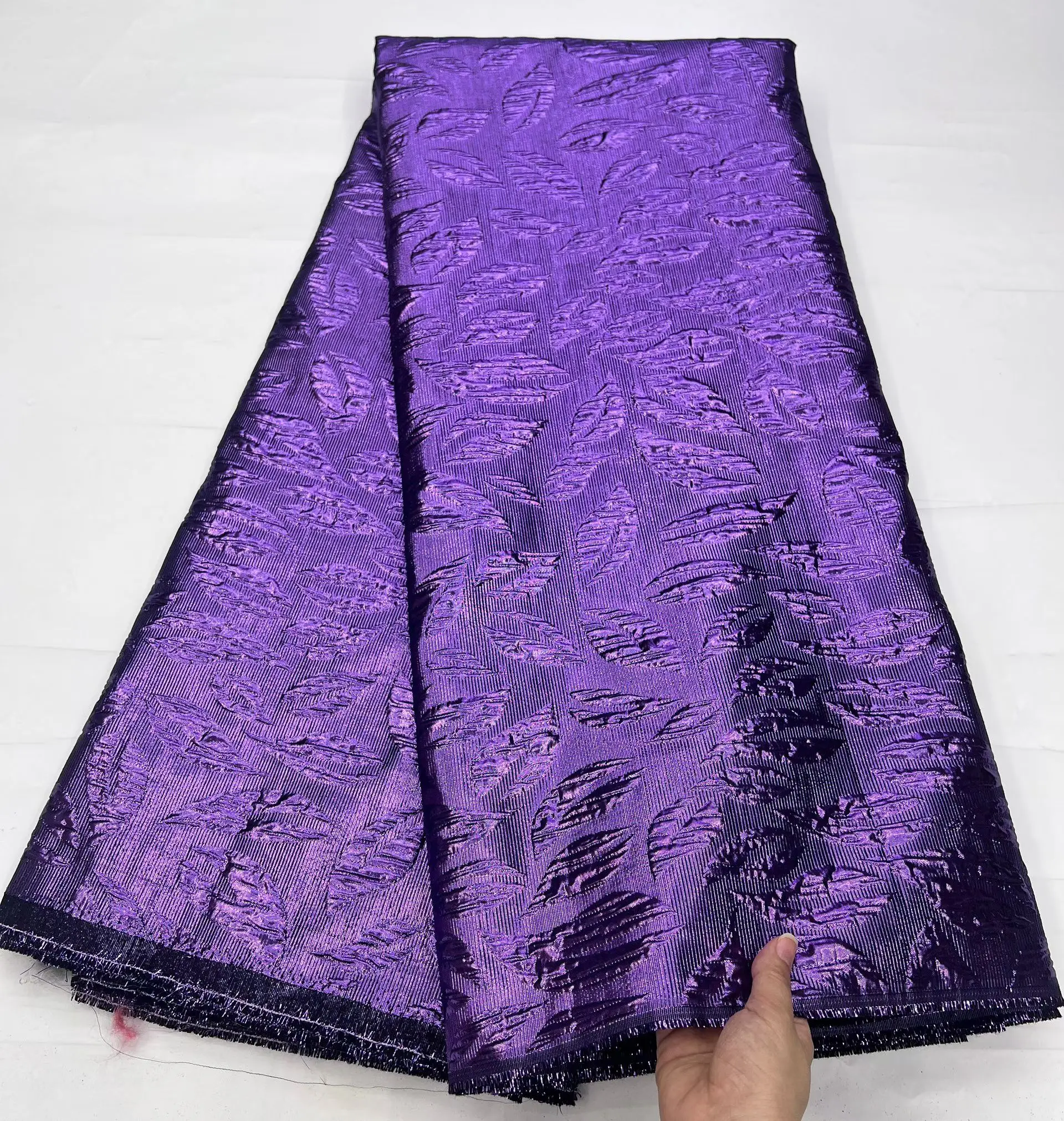 

Latest Purple Beauty Damask Brocade African Lace Fabric 2025 High Quality French Jacquard Brocade Lace Fabric For Party KHD25190