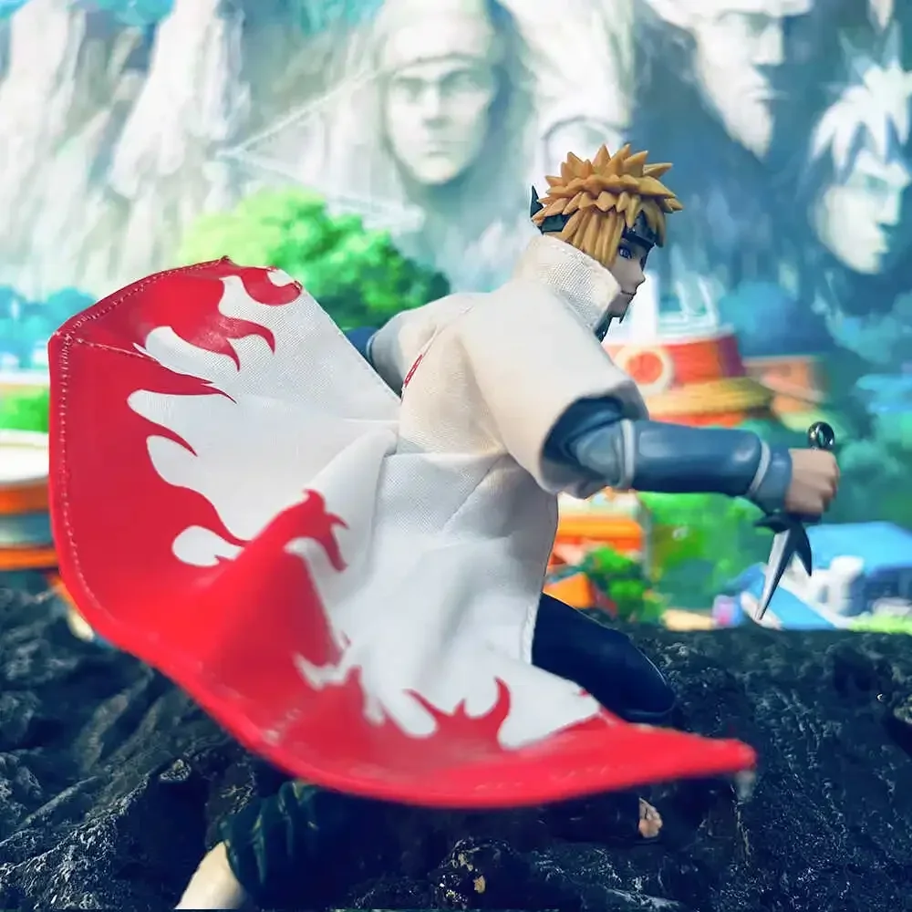 

Handmade SHF Naruto Anime Character Namikaze Minato NARUTOP99 White Cloak Cape Fit Anime Action Figure Model Dolls