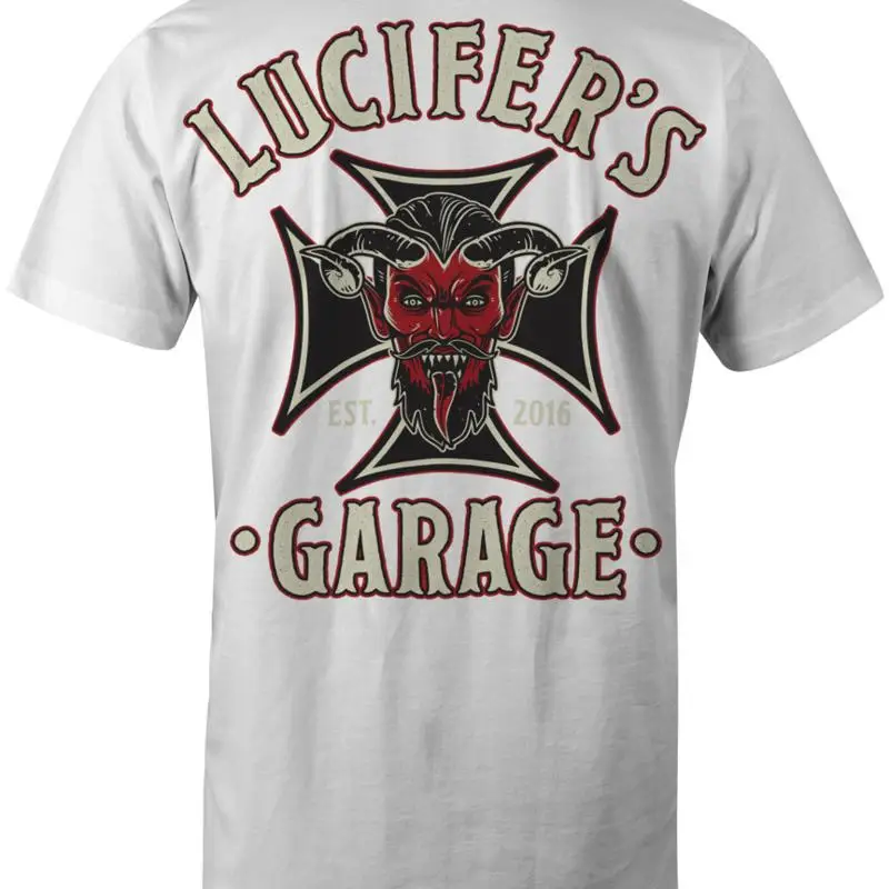 تي شيرت جديد من Lucifers Garage IRON CROSS باللون الأبيض، صغير 6XLARGE، إصدار محدود