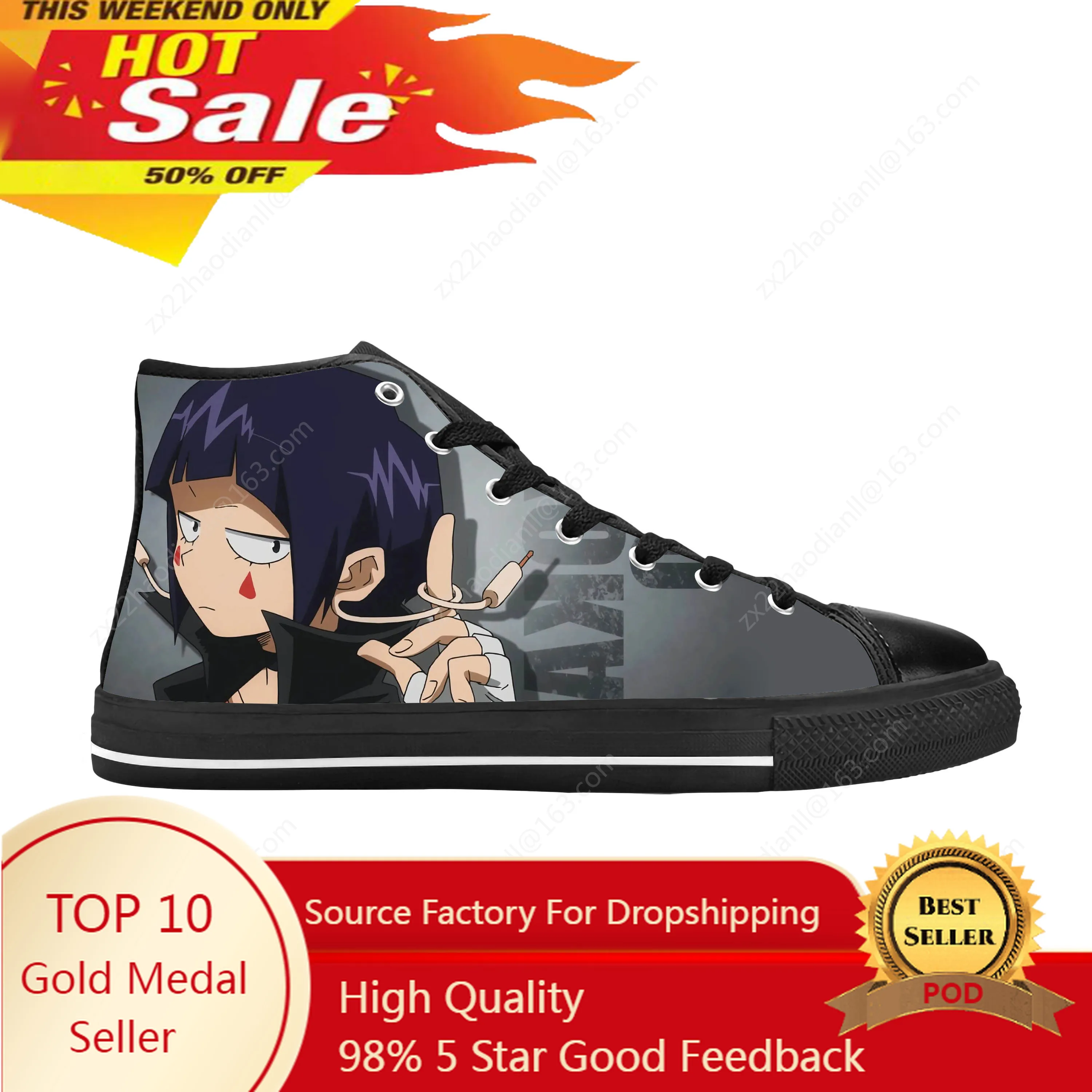 

Japanese Anime Manga My Hero Academia Jiro Kyoka Casual Cloth Shoes High Top Comfortable Breathable 3D Print Men Women Sneakers