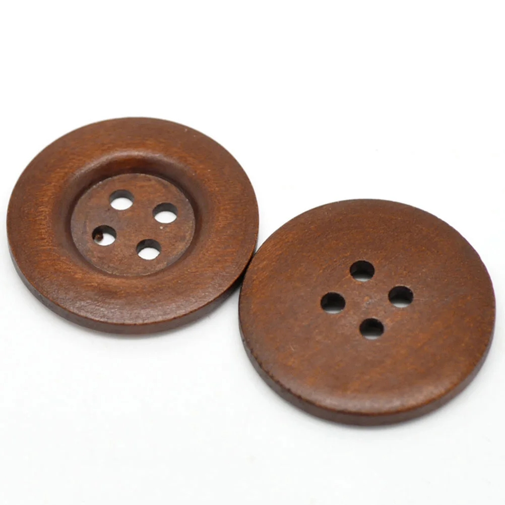 30PCS 40MM Round Sag Four Holes Pattern Decorative Buttons for Sewing Scrapbooking Crafts (Brown) wood buttons