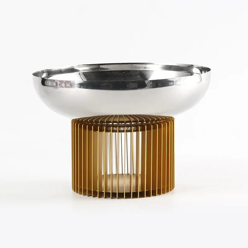 Light luxury creative contrast color grille high-legged fruit plate decoration hotel reception desk snack bowl jewelry