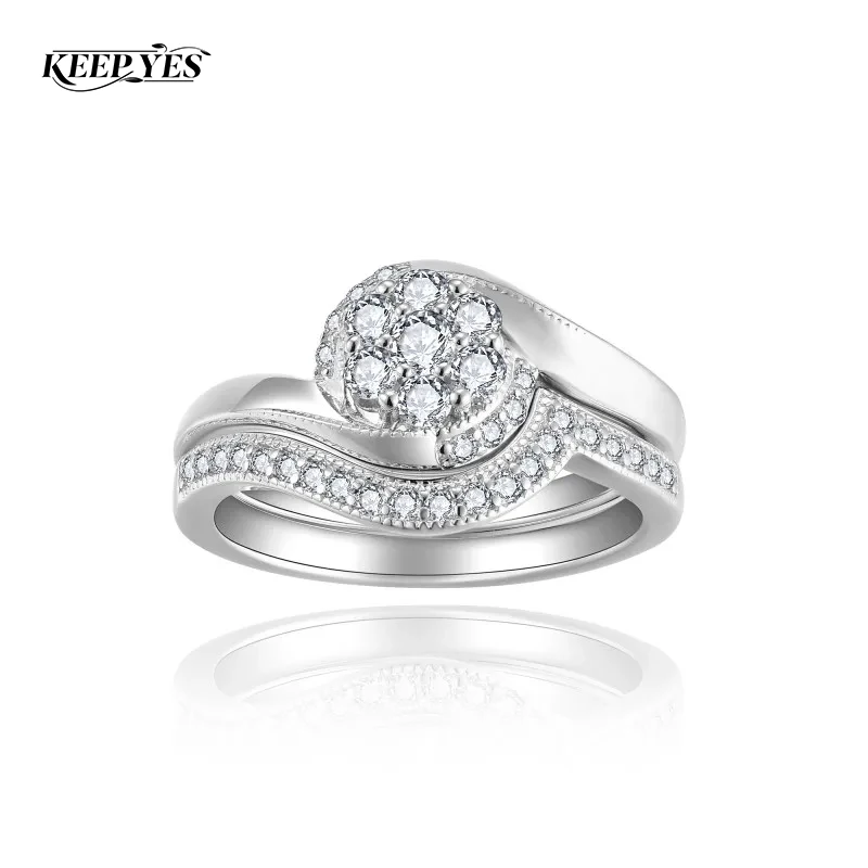 

Обручальные кольца KEEP YES с муассанитом 0.47 карата (2.5 мм) и сертификатом GRA, из стерлингового серебра 925 пробы, для женщин