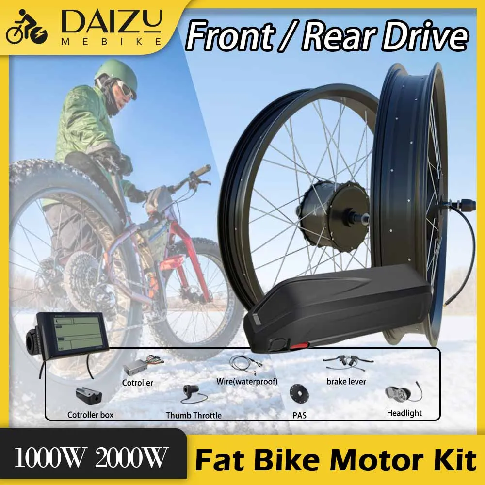 Electric Fat Bike Conversion Kit 48V 2000W Front Rear Drive Dual Motor Dropout 170mm 190mm for E Bike Fat Tire Motor Kit