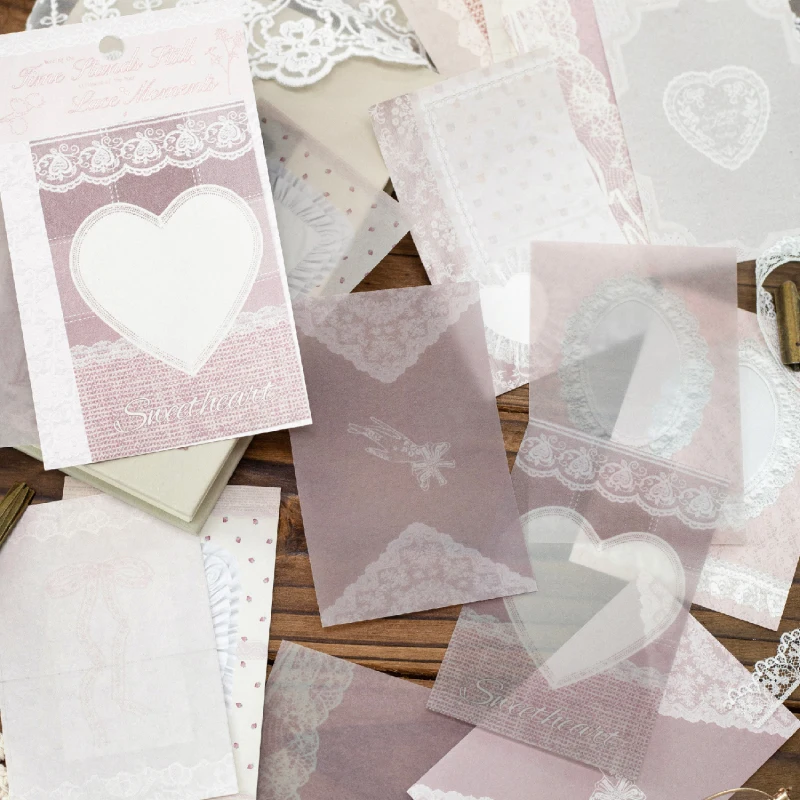 Lace Moment Dual-Material Dekoratives Papierpaket, Geschenk- und Blumenverpackungspapier, DIY-Zubehörset für Fotoalben und Sammelalben