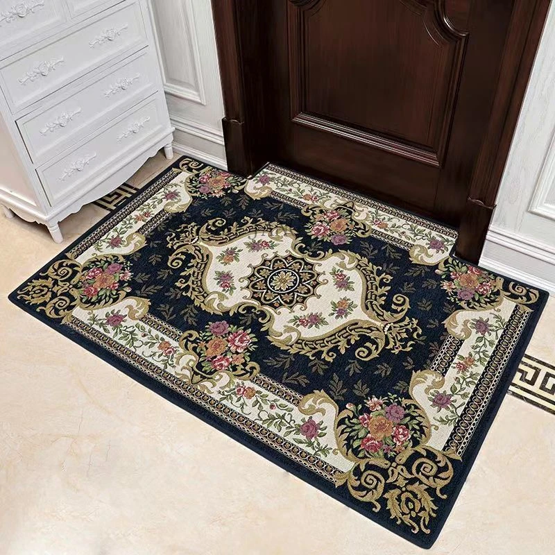 New Chinese Style Entrance Door Mat Rectangular Knitted Carpet Thickened Anti-Slip Mat Hallway Floor Mat Machine washable Rugs