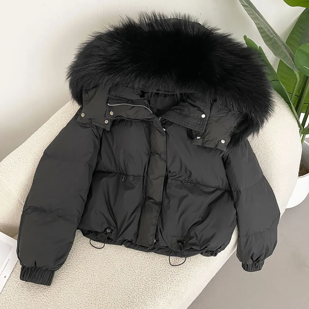 OFTBUY 2024 di Lusso Grande Reale Procione Pelliccia di Volpe Con Cappuccio Piumino Cappotto Delle Donne di Inverno Breve Parka Piumino D\'anatra