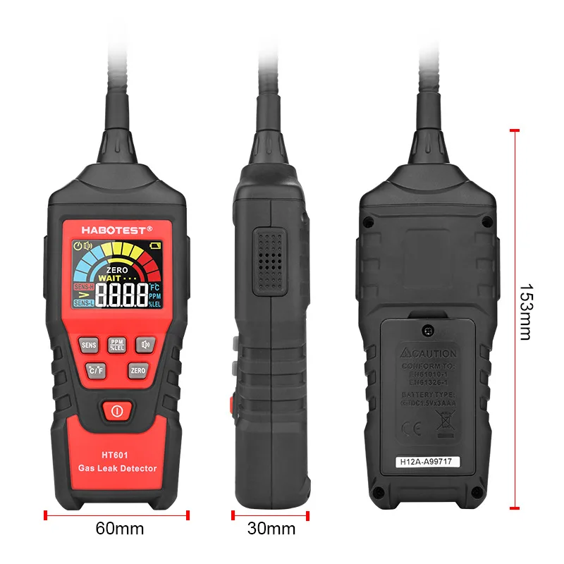 Digital, four-in-one with temperature, high and low value display combustible gas detector, high sensitivity can alarm