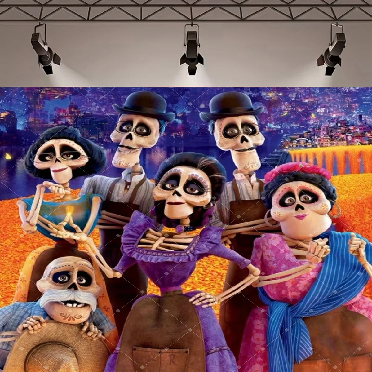 Cartoon Coco Geburtstagshintergrund Kindergeburtstags-Partydekoration Mexikanisches Tag-des-Todes-Thema Dekor Banner Fotoshooting-Requisiten – Detail 7