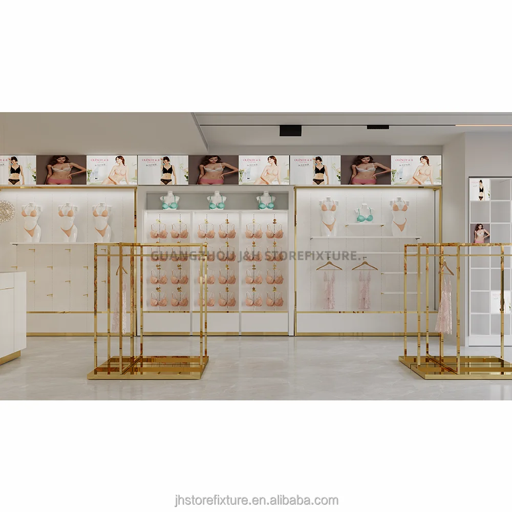 Lingerie Store Interior Design Display Regal Set mit LED-Platine Custom Logo Unterwäsche Display Rack Einzelhandel