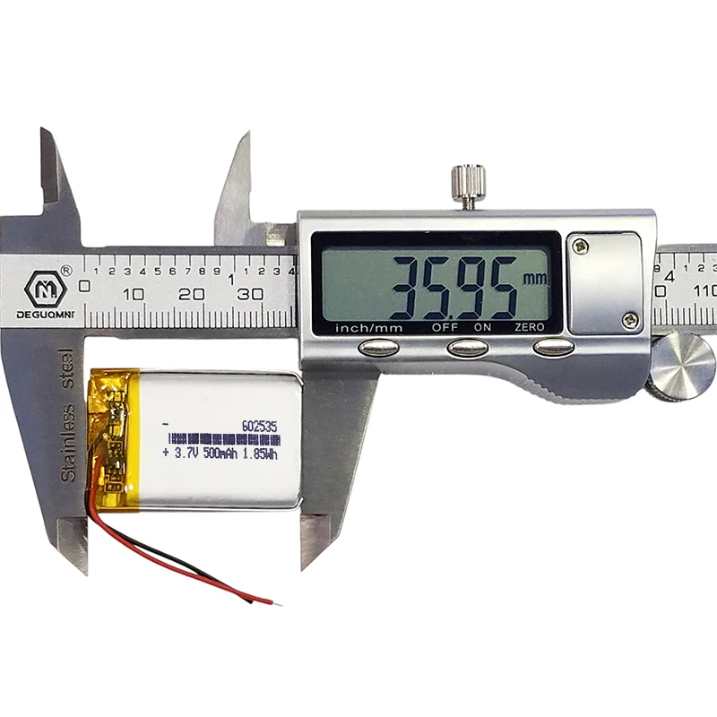 602535 3.7V 500mAh UL Certified Long Shelf Life LiPo Battery for Smart Home Sensors Mini Fans & Gadgets 602540 603030 603040
