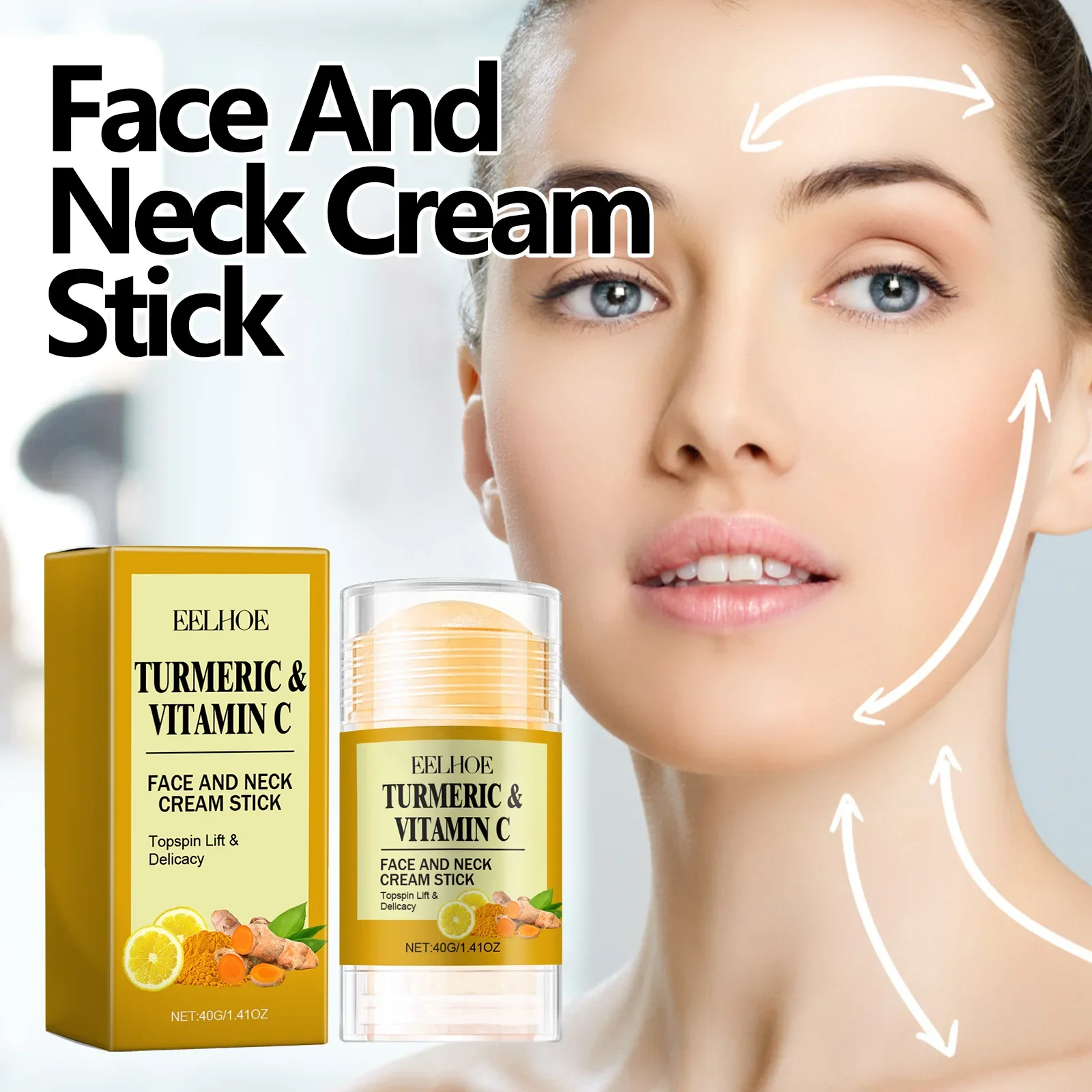 Turmeric Face & Neck Cream Stick Lift & Tighten Skin to Lighten Neck Lines Face  Care Moisturizing Beauty Cream