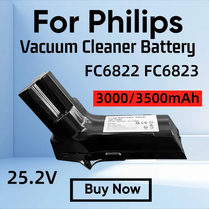 

3000/3500mAh For Philips FC6822 FC6823 SpeedPro Max Vacuum Cleaner with Overcharge Protection 25.2V Replacement Battery