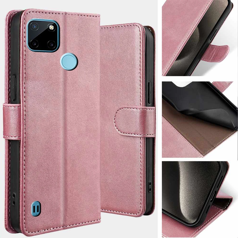 Luxury Shockproof Wallet Cover For Realme C25 C25S C25Y C21Y C21 C20 C15 C12 Magnetic Flip Leather Case With RFID Card Holder