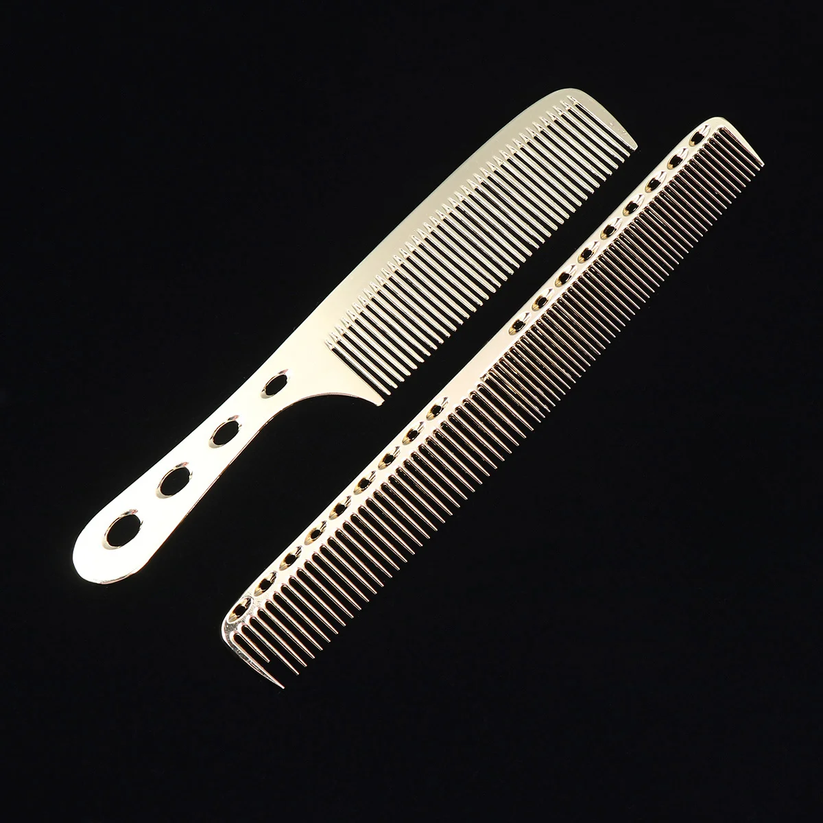 

2Pcs Stainless Steel Combs Hairstyling Combs for Home Shop (S908: Golden + S909 Large Size: Golden, 1Pc/Each)