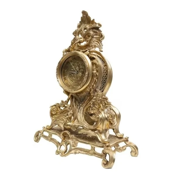 مجموعة جرس وشمعدان من البرونز العتيق، تشطيبات عتيقة رائعة، تصميم زخرفي عتيق، داخلي كلاسيكي فاخر