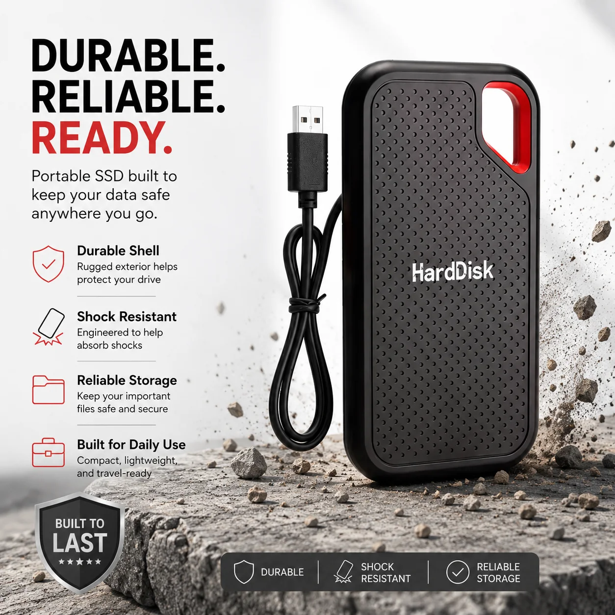 Handy Portable External Hard Drive 1TB 2TB External Hard Disk Data Storage Device For Laptop Desktop Smartphone