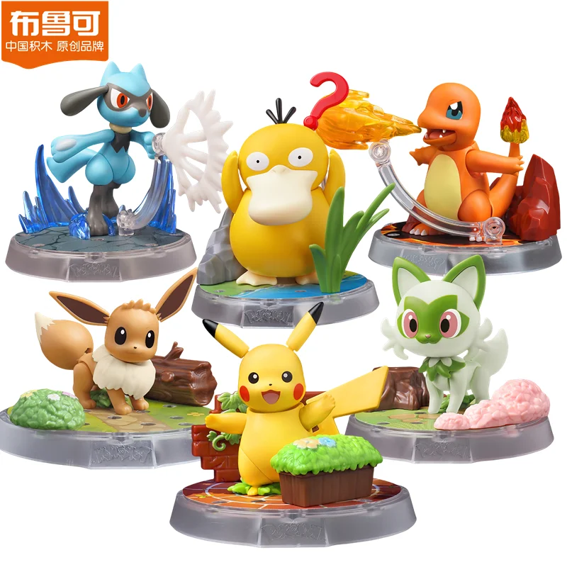 Pokemon Blokees DIY Building Block Pikachu Eevee Sprigatito Charmander Psyduck Charmander Action Figure Anime Model Kids Toys