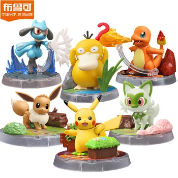 포켓몬 Blokees DIY 빌딩 블록 피카추 Eevee Sprigatito Charmander Psyduck Charmander 액션 피규어 애니메이션 모델 키즈 완구