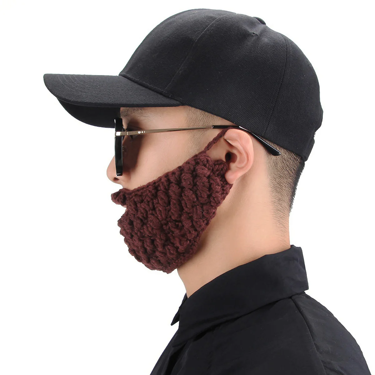 

1pc Warm Facial Mask Crochet Mustache Woolen Yarn Knit Beard For Winter Unisex Face Protective Mask Xmas Decor Crochet Goatee