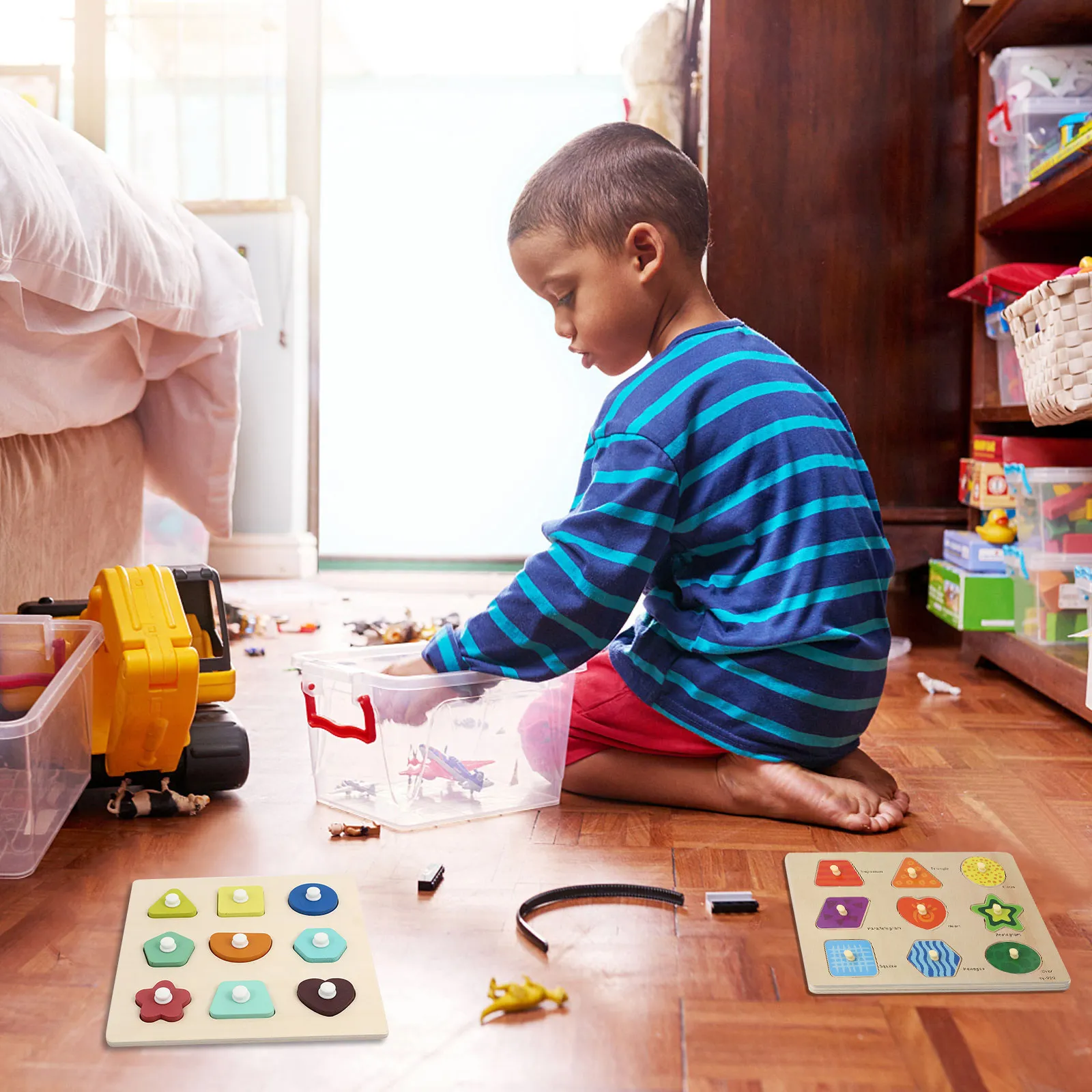1 Set Holzpuzzle, Handheld-Brettspiel, Holz-Puzzle, Lernspiel für Kinder, Cartoon-Form, Farbenlernen, tragbar, für Reisen