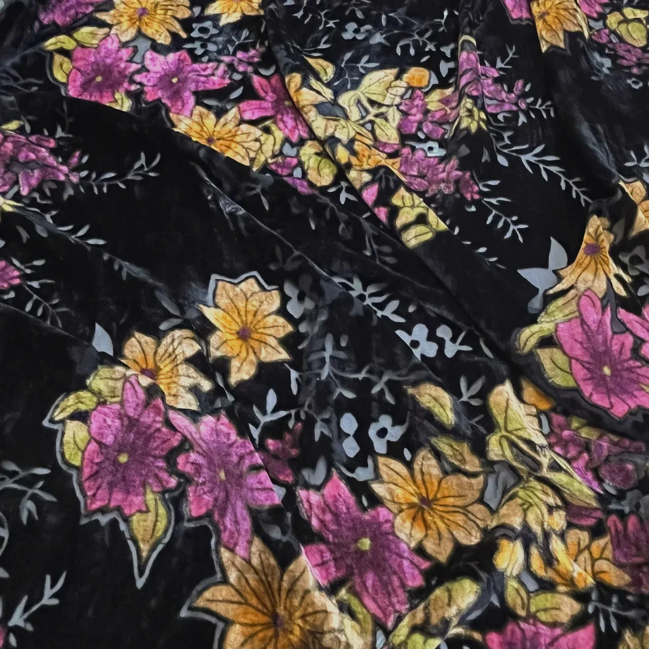 Floral Hollowed Velvet Dress Flocked DIY Rayon Burn-out Fabric 114cm Width Cheongsam Gown Material