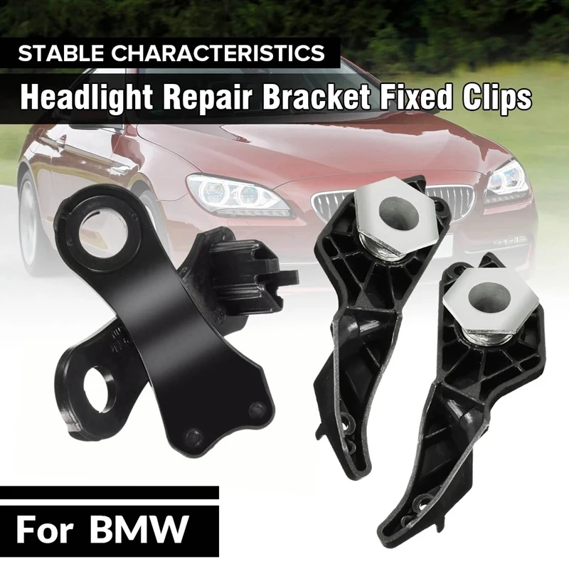 

Pair Headlight Repair Bracket Fixed Clips For-BMW 5 Series E60 E61 2004 2005-2010 63126941478 63126942478