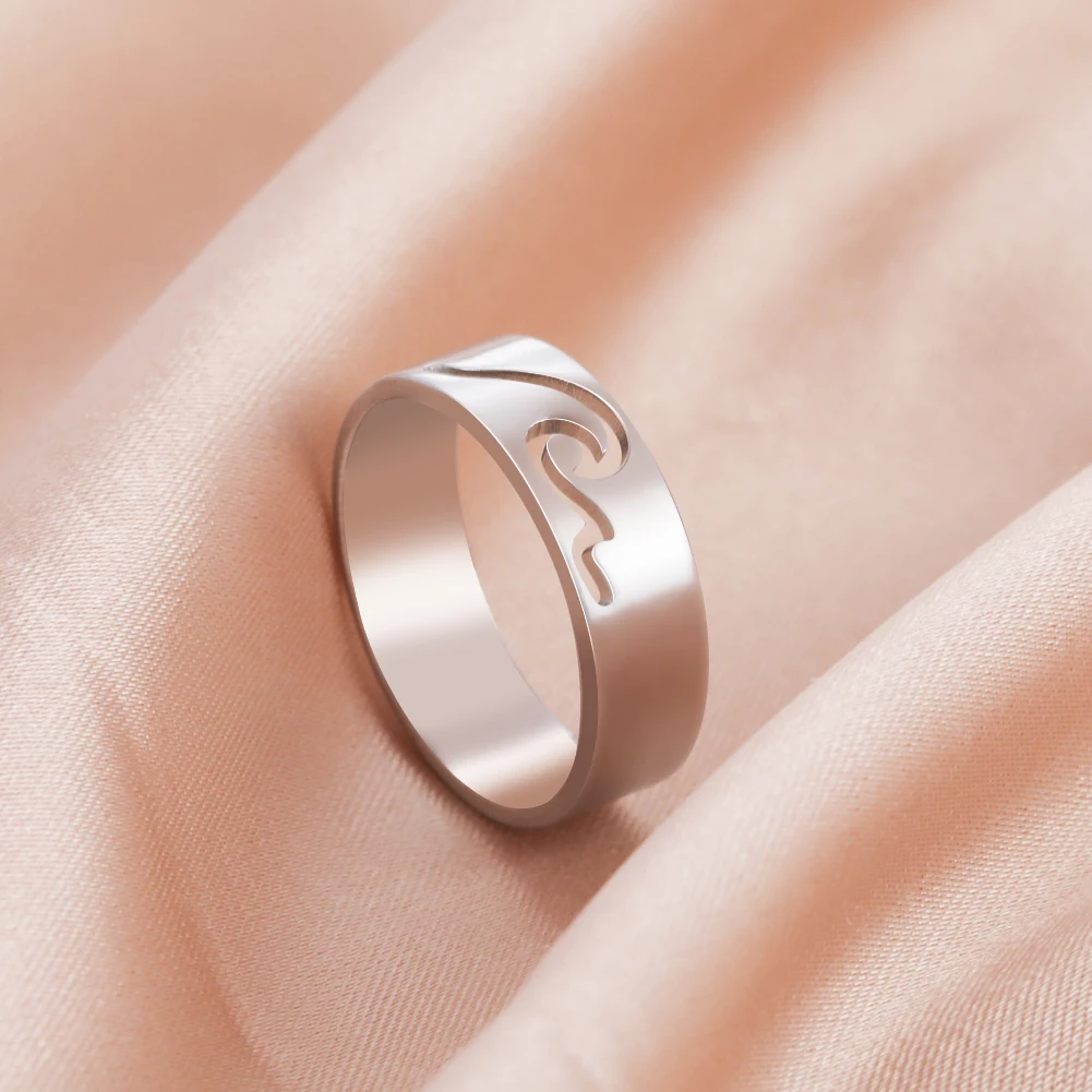 Lucktune Einfache Meereswellen-Ringe für Frauen, Edelstahl, trendige geometrische Ozean-Surf-Fingerringe, Schmuck, Hochzeit, Muttergeschenke – Detail 22